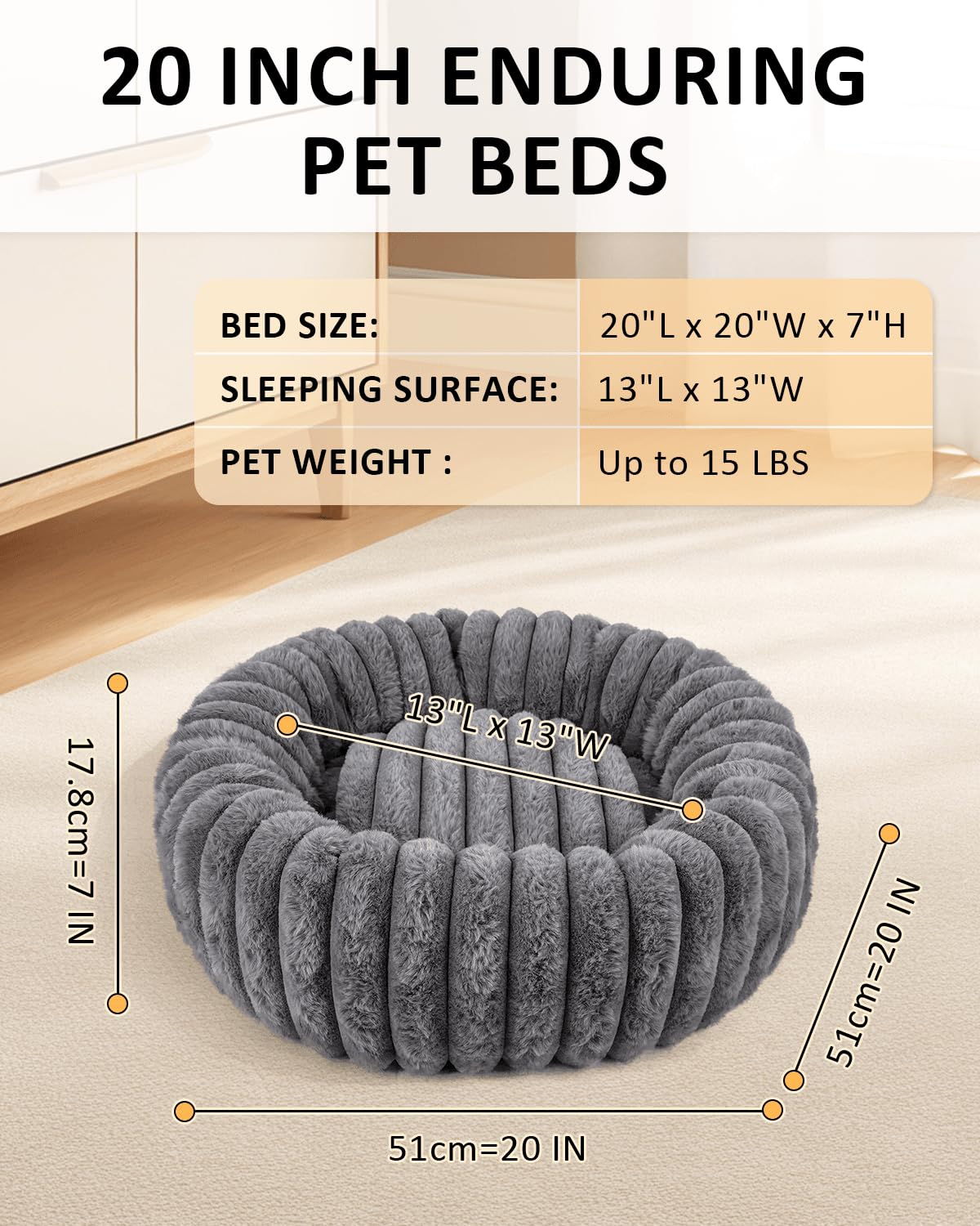 Acools round bed indoor corner fits with home decor.