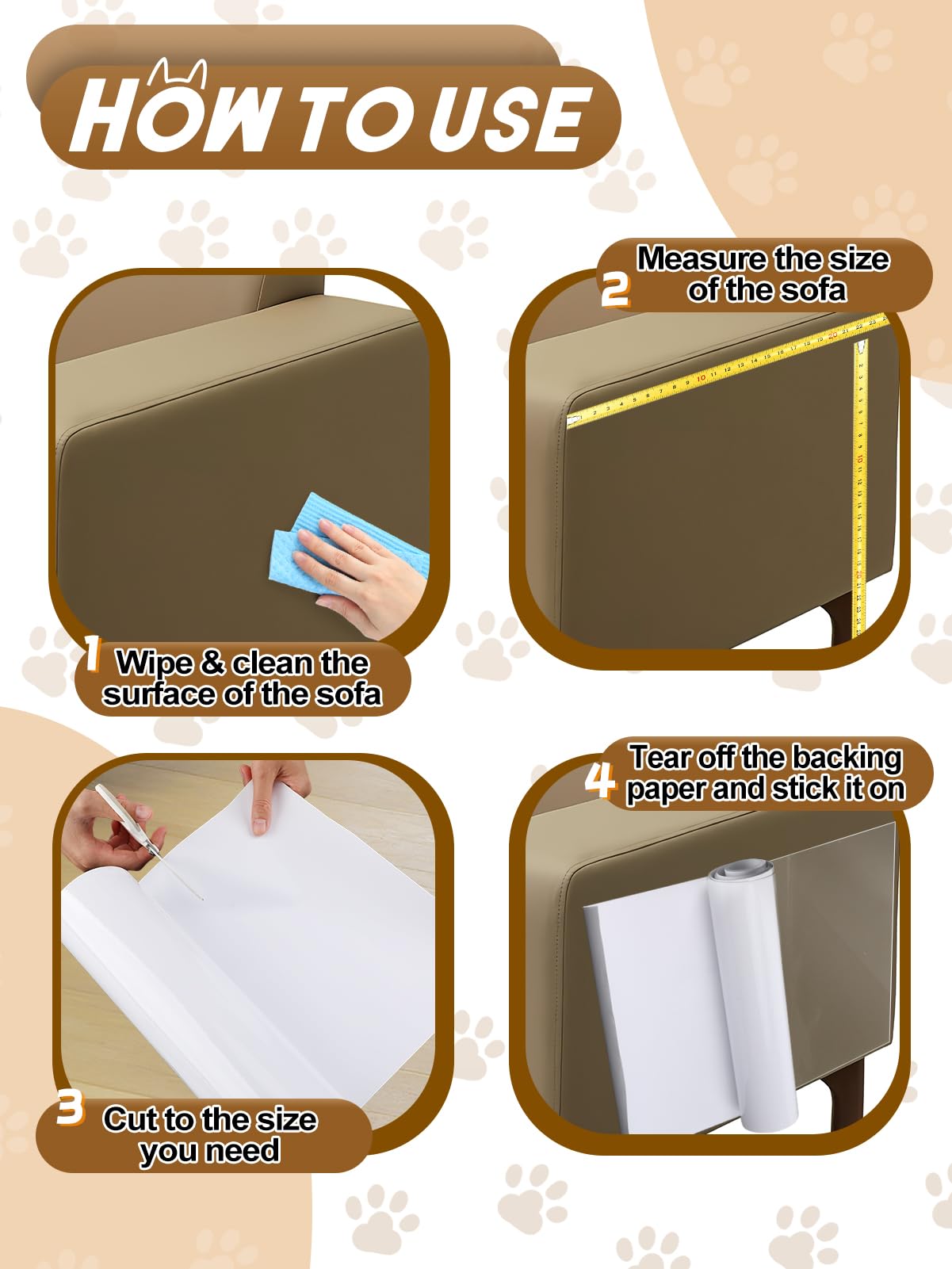 Acostop 136x12in roll cut-to-fit on leather surface