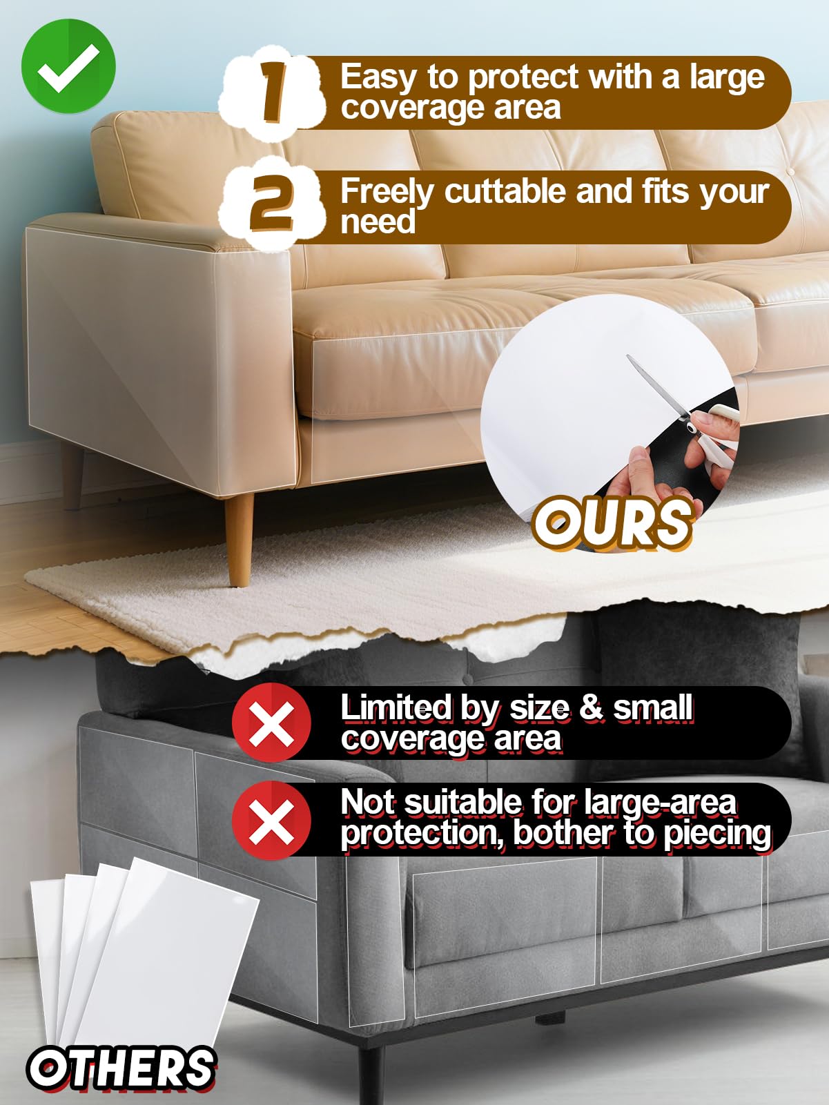 Acostop adhesive-back leather protection prevents damage and residue