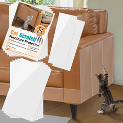 Acostop cat scratch protector on sofa back showing durable, residue-free protection
