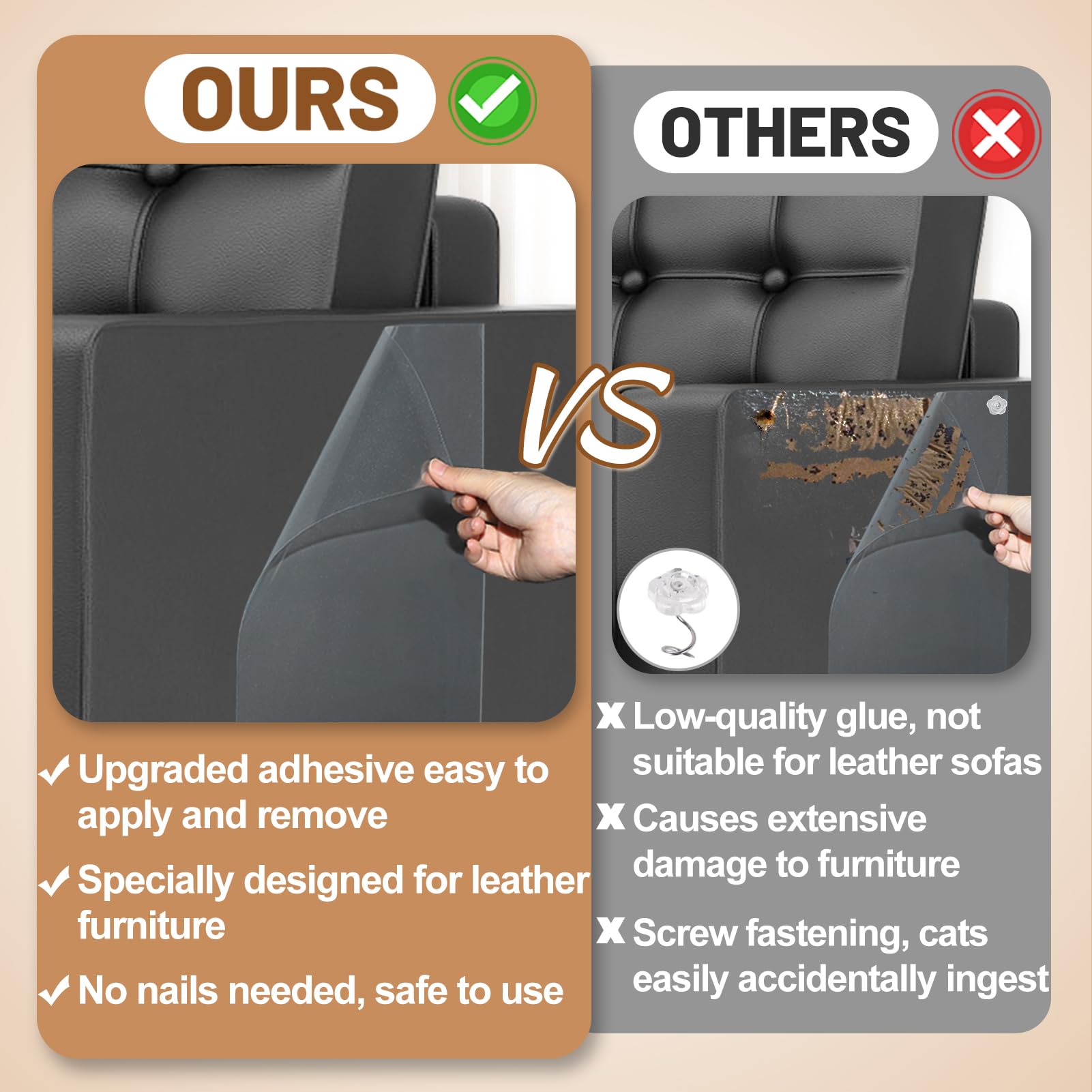 Acostop protector covers leather sofas and chairs with discreet protection.