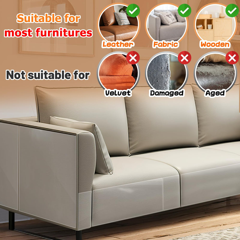 Acostop easy-peel adhesive lets you apply quickly without leather damage.