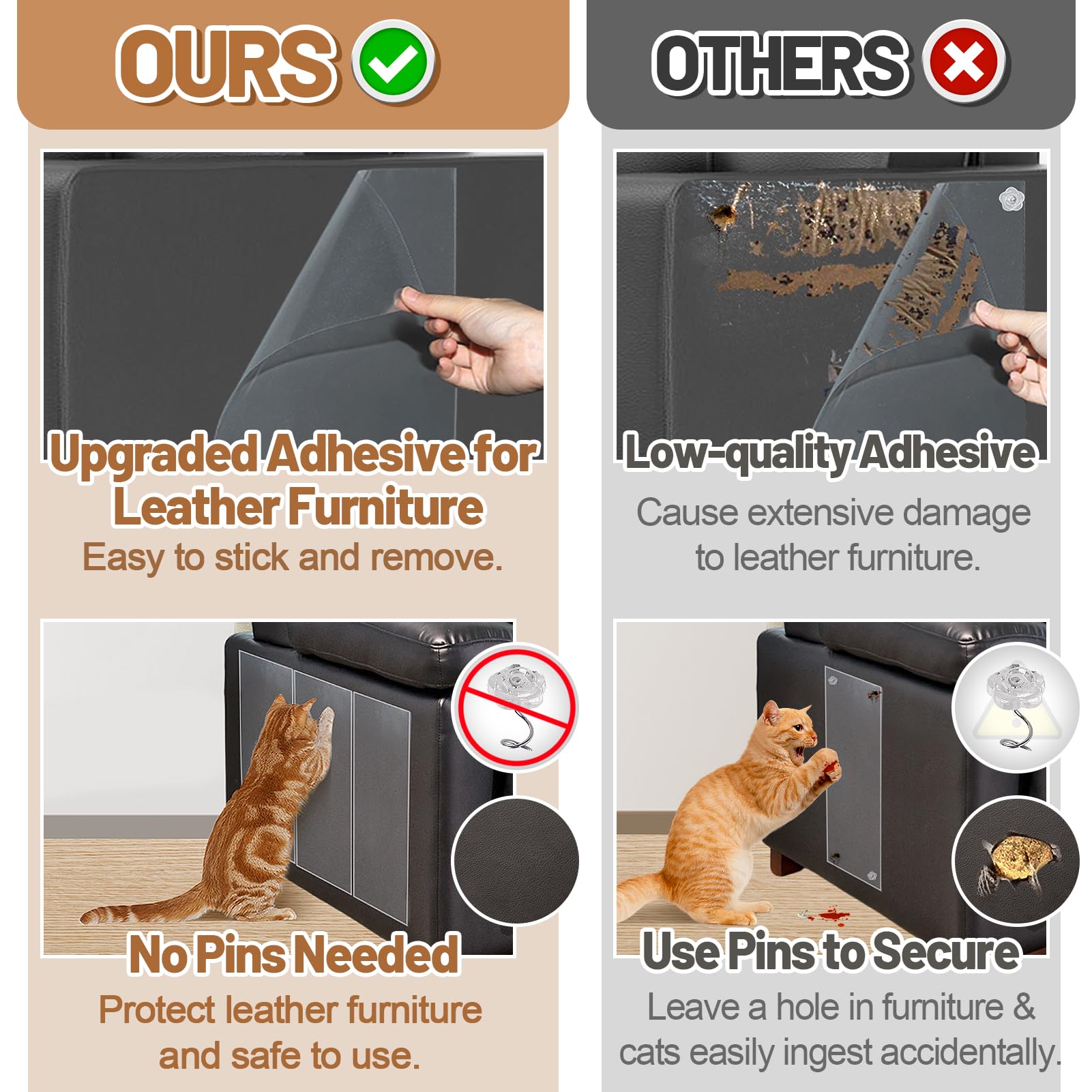 Acostop cat scratch protector for narrow space 6x17 fits bottom skirt area and protects edges