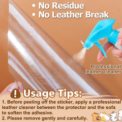 Acostop transparent protector on leather surface preserves look while protecting from scratches.