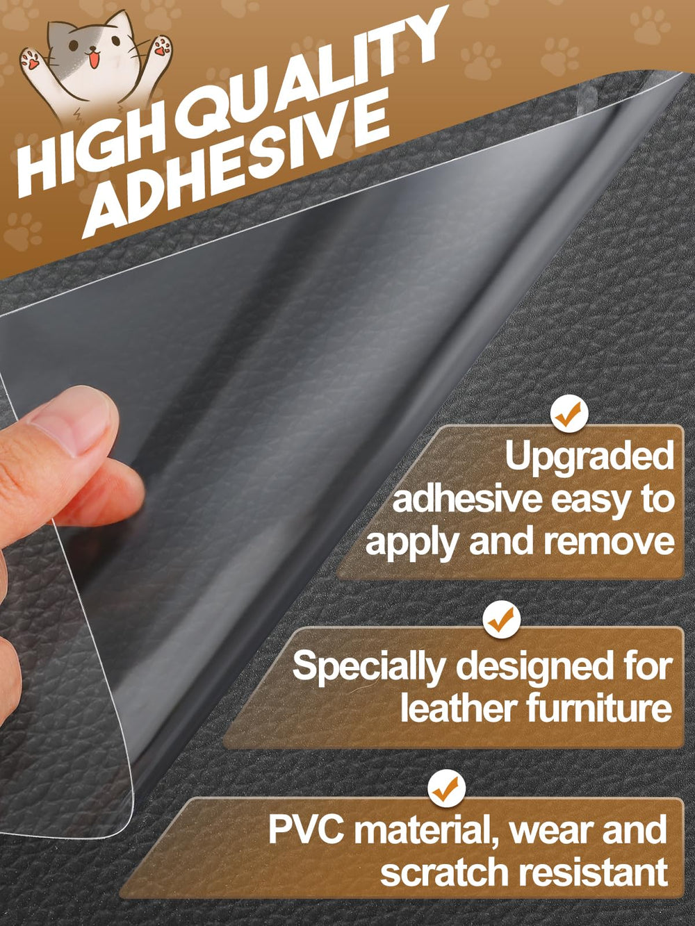Acostop thick PVC construction provides durable cat-scratch defense