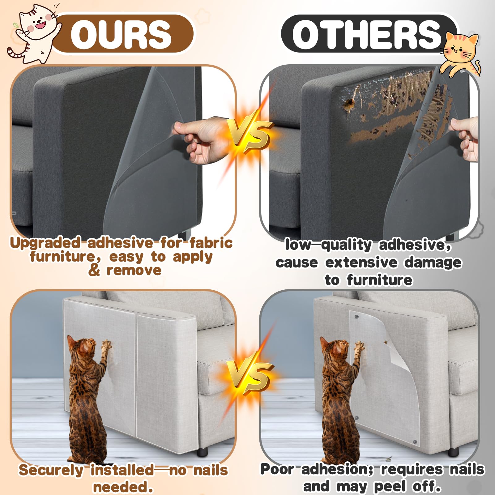 Acostop transparent protector blends with furniture while defending against claws.