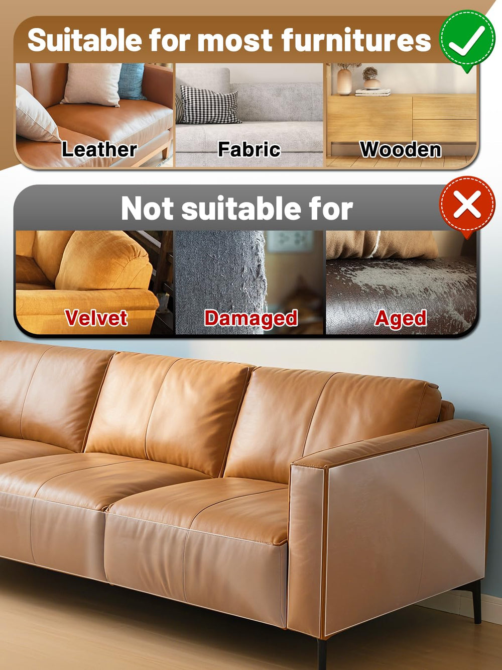 Acostop transparent protector blends with leather furniture
