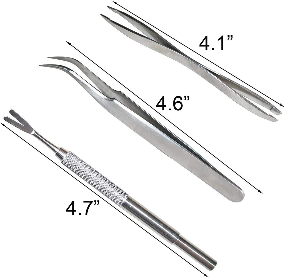 Acronde double-ended tweezer removing smaller ticks from a pet