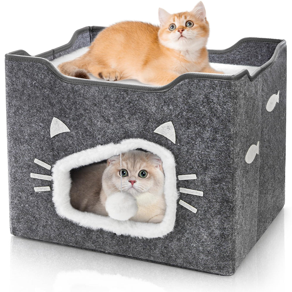 Acshio cat house indoor cube front view for secure, cozy feline hideaway.