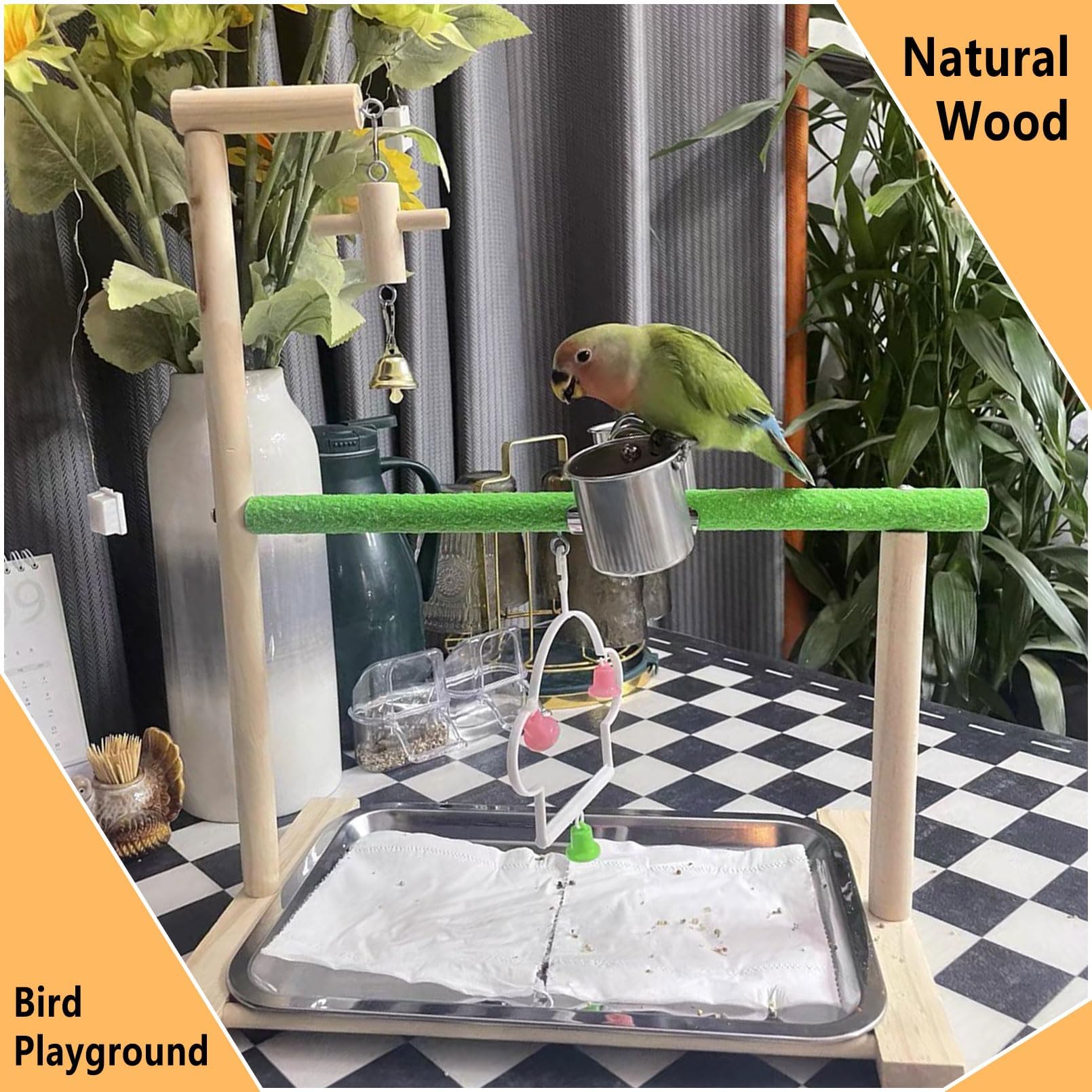 Acsist Bird Playground dimensions 14x9x17.3 inches fit compact spaces.