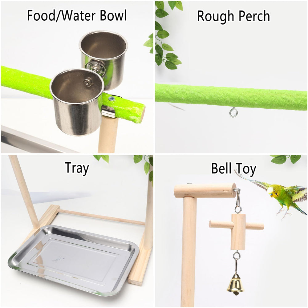 Acsist Bird Playground log bell toy attracts attention for interactive enrichment.