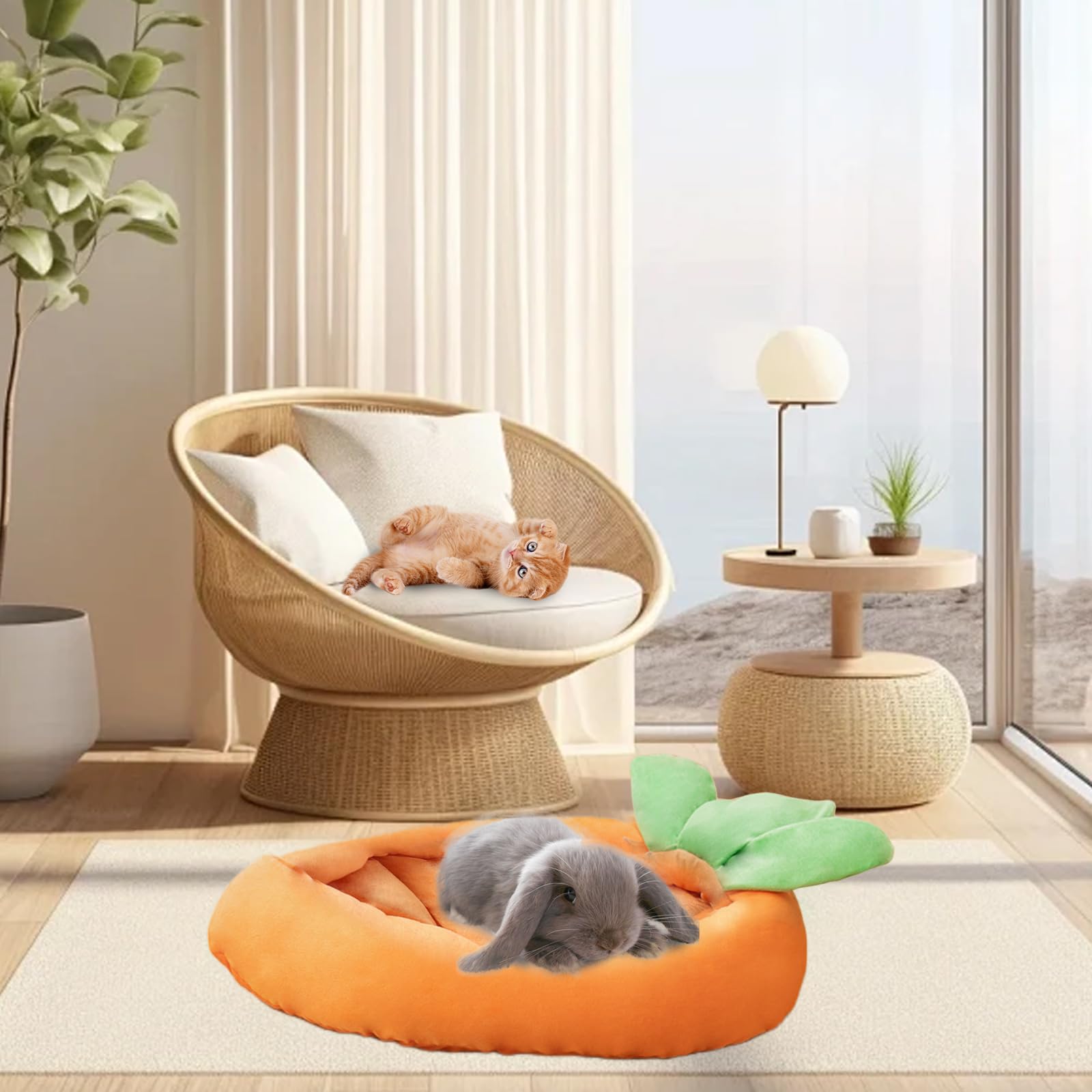 Acsist Bunny Bed double-sided for all seasons keeps pets comfy year-round