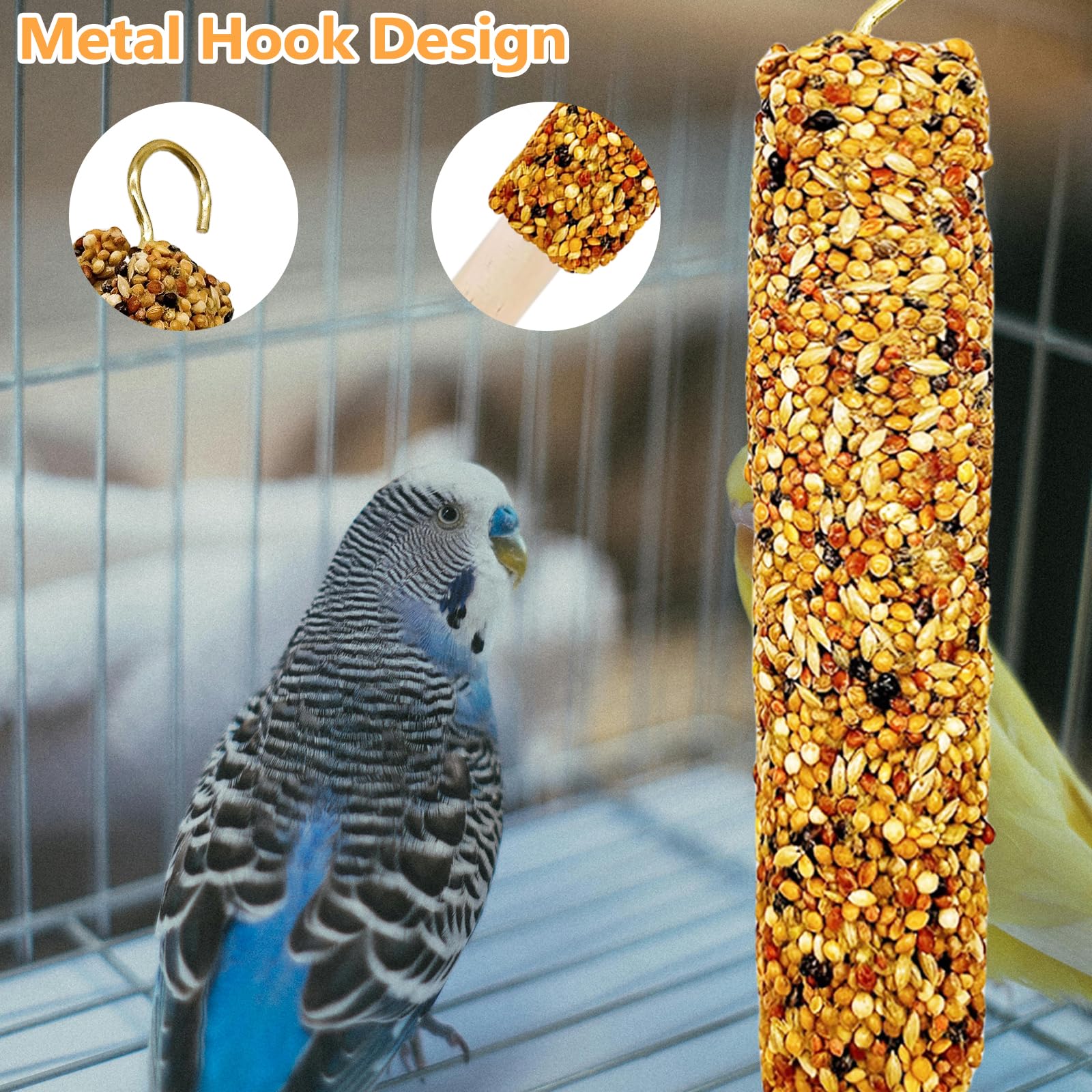 Acsist parakeet chew sticks closeup showing honey-bonded texture and natural materials