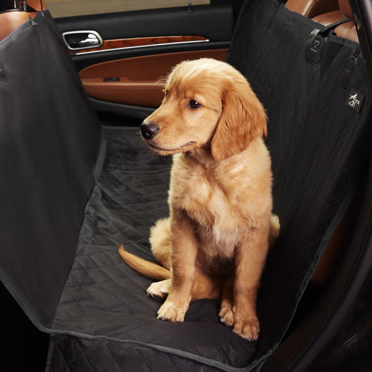 Active Pets black standard dog car hammock back-seat cover protects seats from dirt and hair.