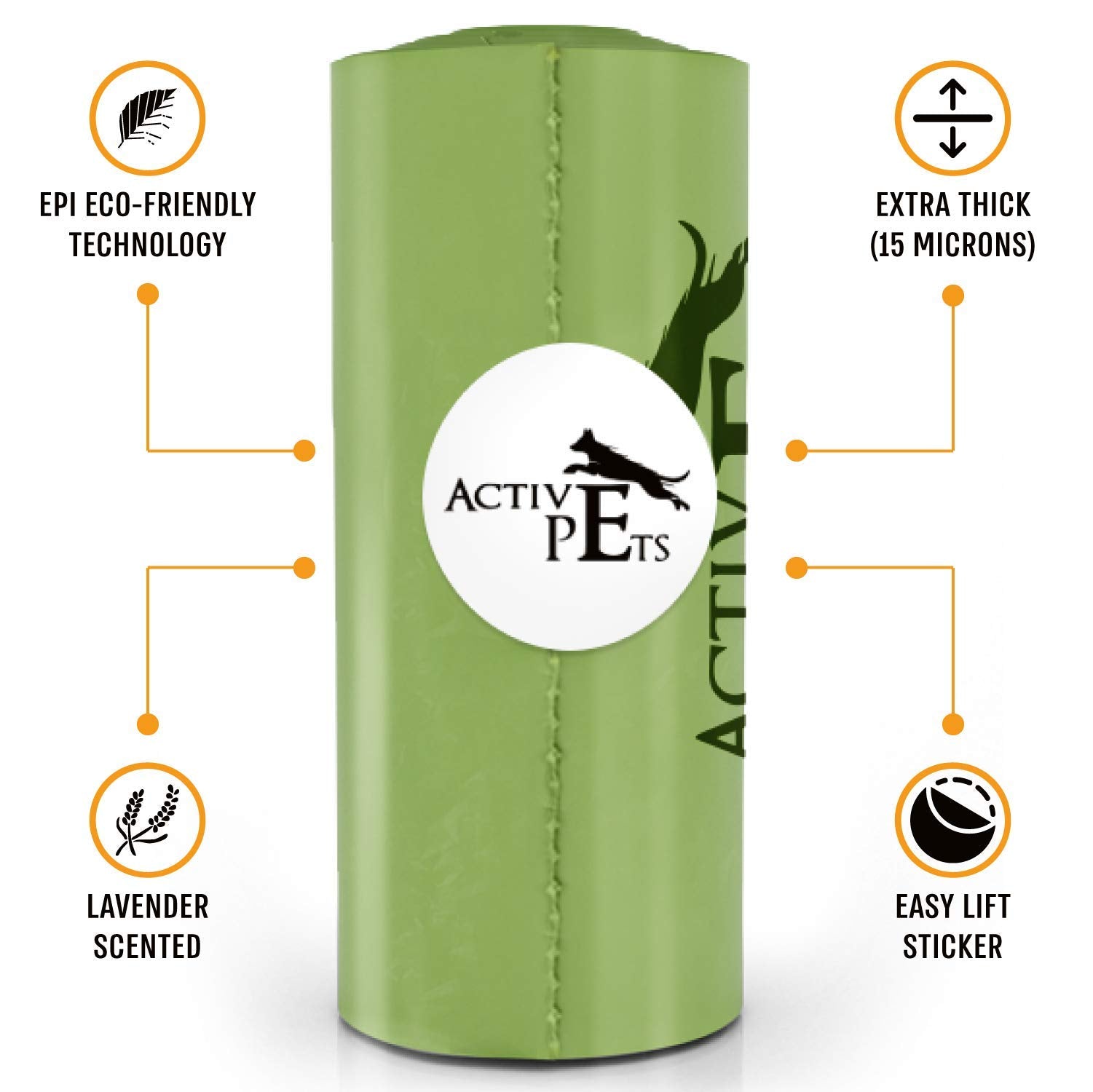 Active Pets dispenser friendly bags fit standard dog waste dispensers.