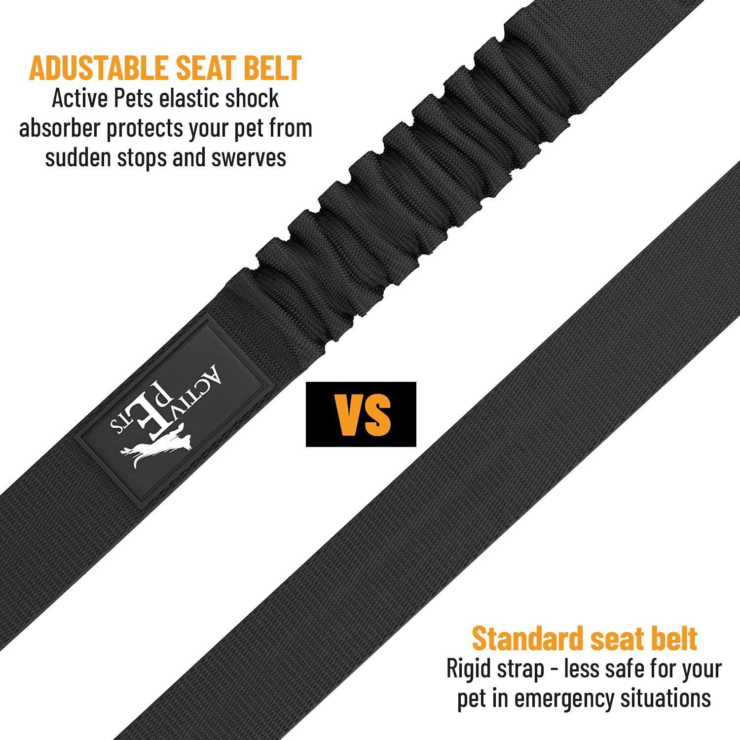 Active Pets dog seatbelt in use in car highlights secure, calm rides.