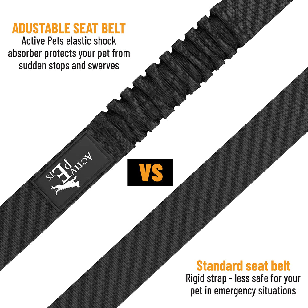 Active Pets dog seatbelt in use in car highlights secure, calm rides.