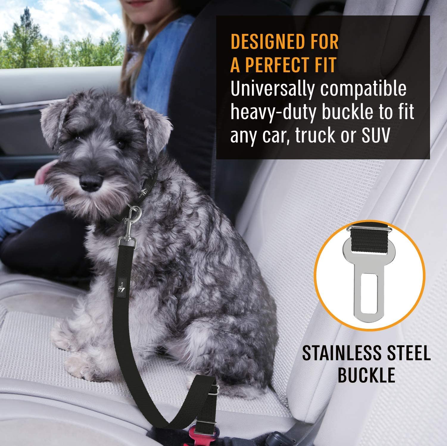 Active Pets universal-fit dog seat belt fits most cars smoothly