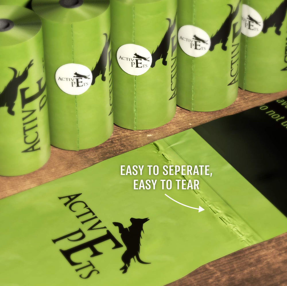 Active Pets easy tear poop bags simplify one-handed use on trails.