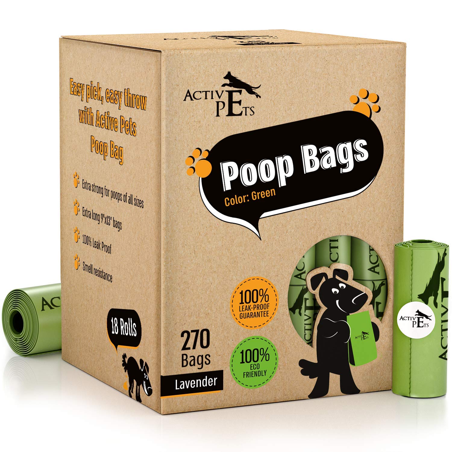 Active Pets extra thick dog poop bags for mess-free cleanup during walks.
