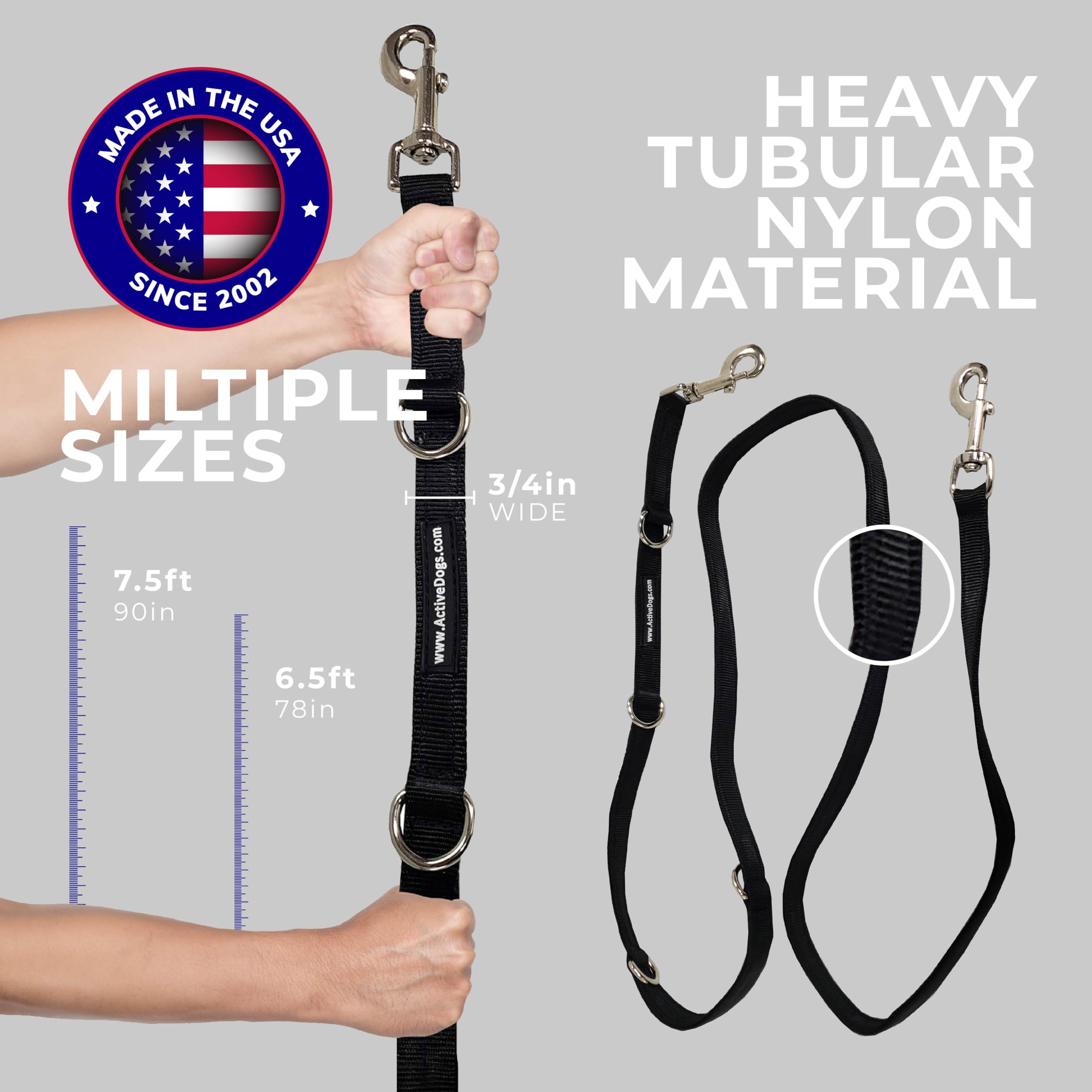 ActiveDogs hands-free service-dog-wrap shows clear ID while moving.
