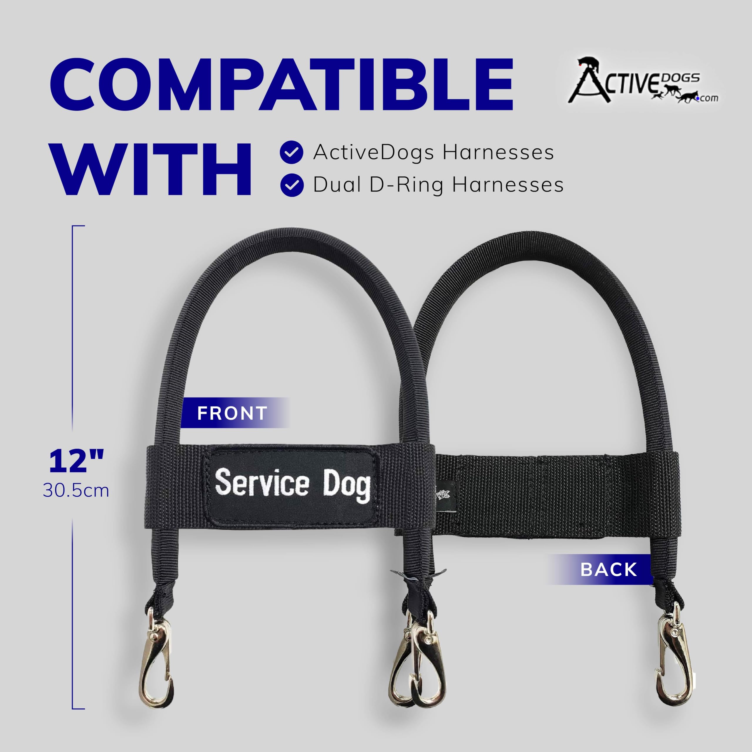 ActiveDogs Made in USA badge on sturdy bridge handle