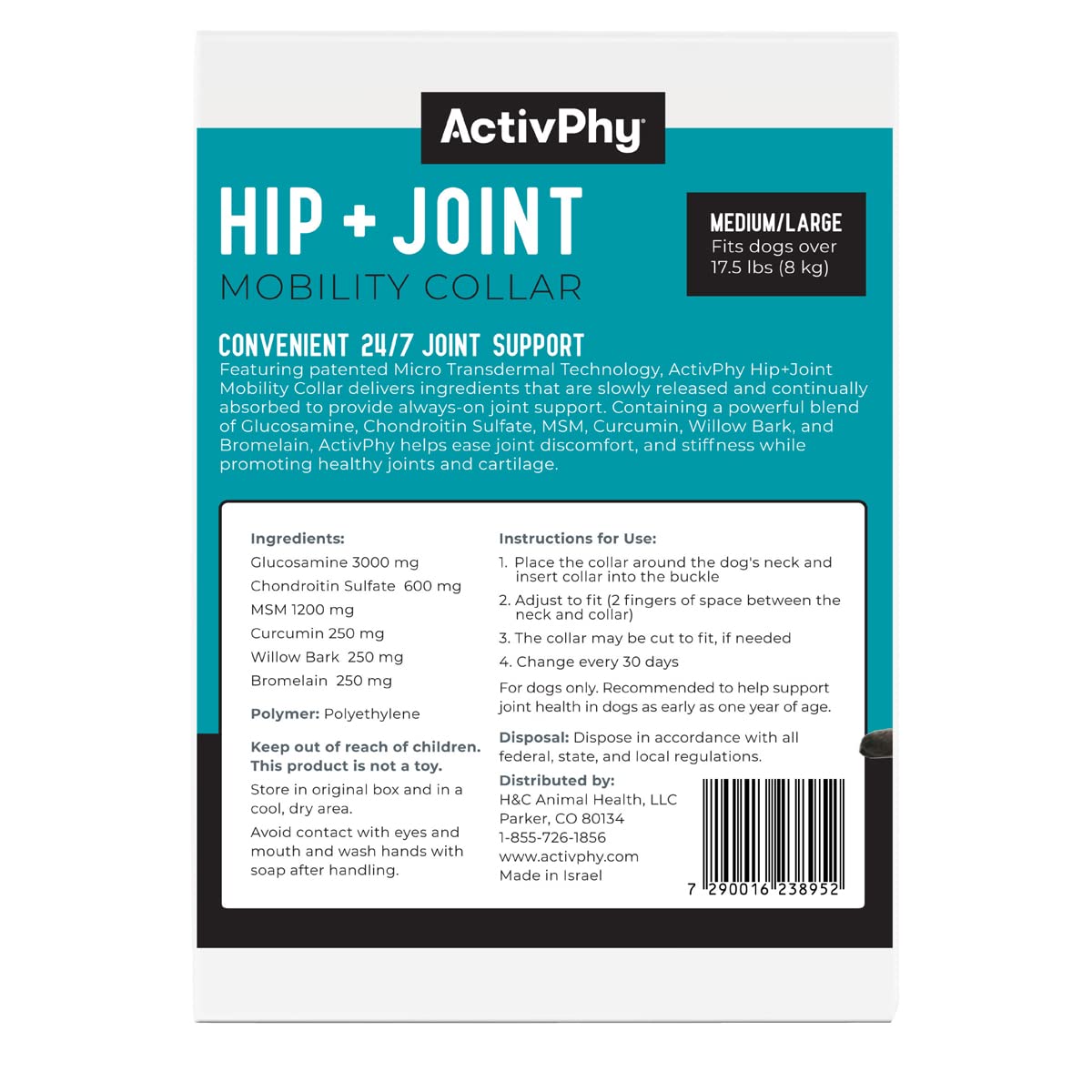 ACTIVPHY hip joint collar closeup buckle highlights easy adjustability.