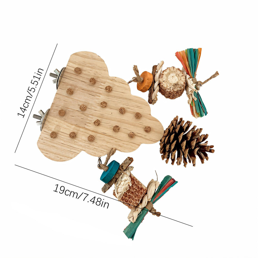 ACUDUDOMA parrot-toy-two-parrots shared play platform for social birds.