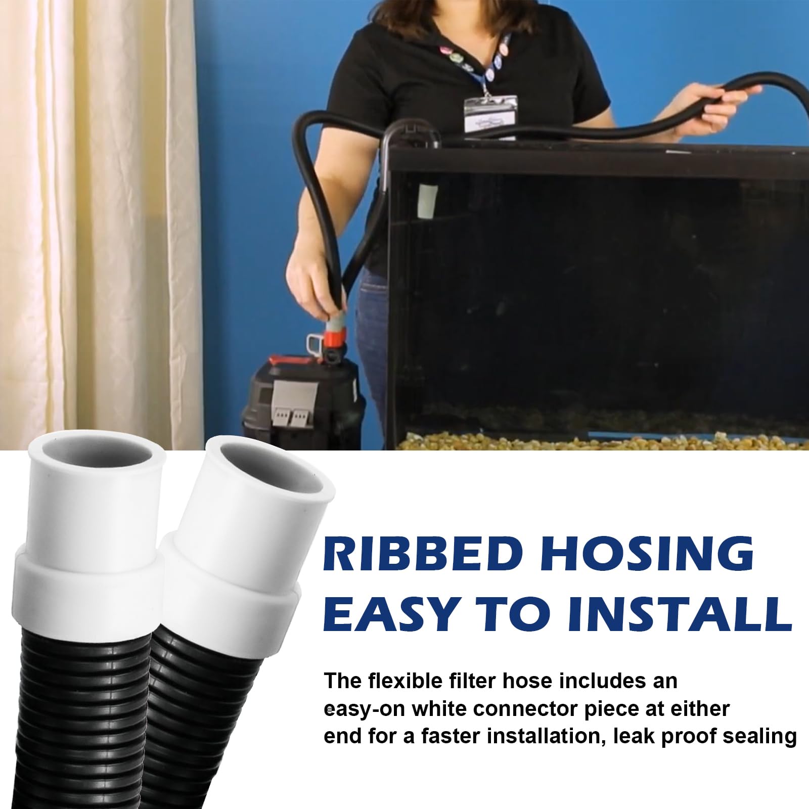 Adabuing ribbed hosing with anti-clogging properties maintains filtration efficiency