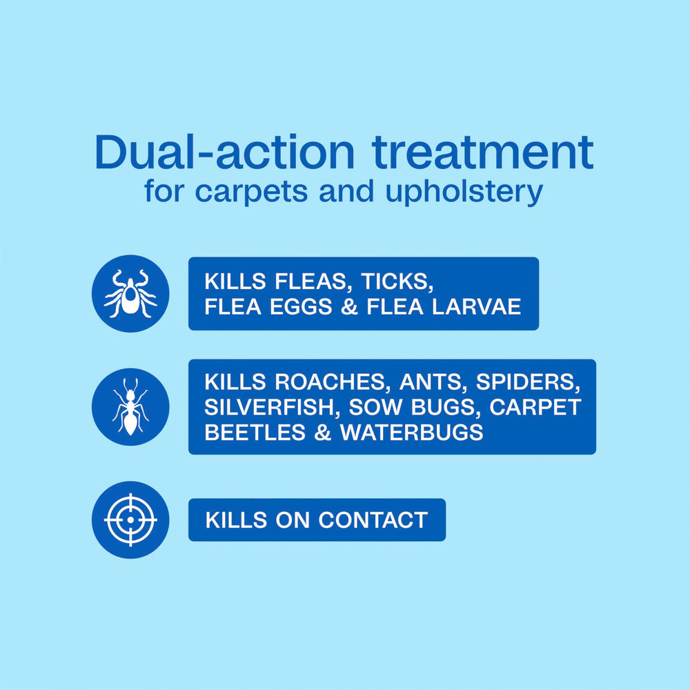 Adams Plus spray applied to upholstery to target fleas and eggs.