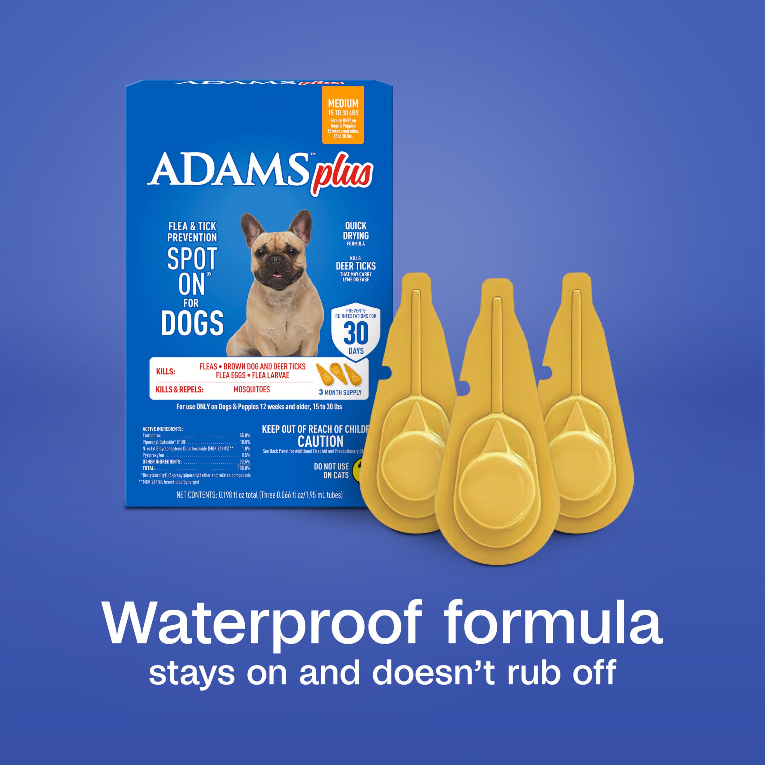 Adams Plus application spreads with skin oils for full coat coverage