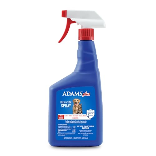 ADAMS Plus Flea and Tick Spray bottle closeup for quick pet protection.