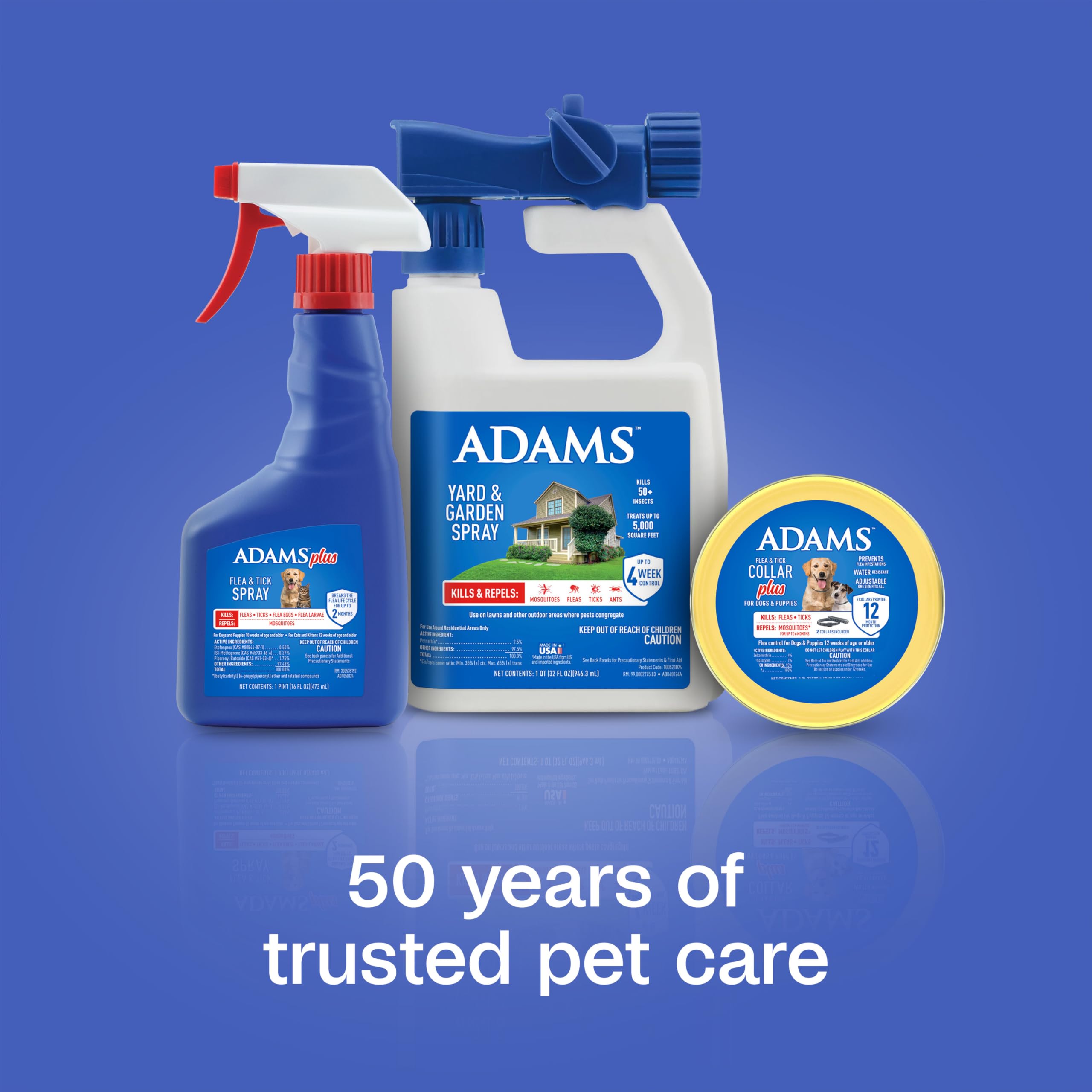 ADAMS Plus Flea & Tick Spray showcases fast-drying, unscented formula.