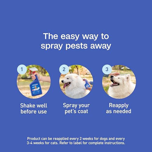 ADAMS Plus Flea and Tick Spray fast-drying formula on fur.