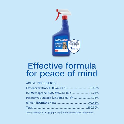 ADAMS Plus Flea and Tick Spray provides immediate relief from biting fleas.