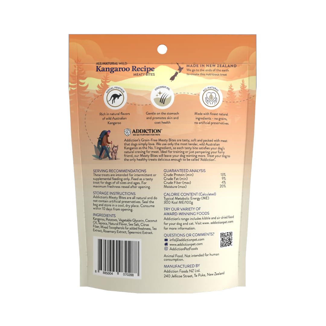 Addiction Meaty Bites 4oz bag showing convenient portion for daily training.