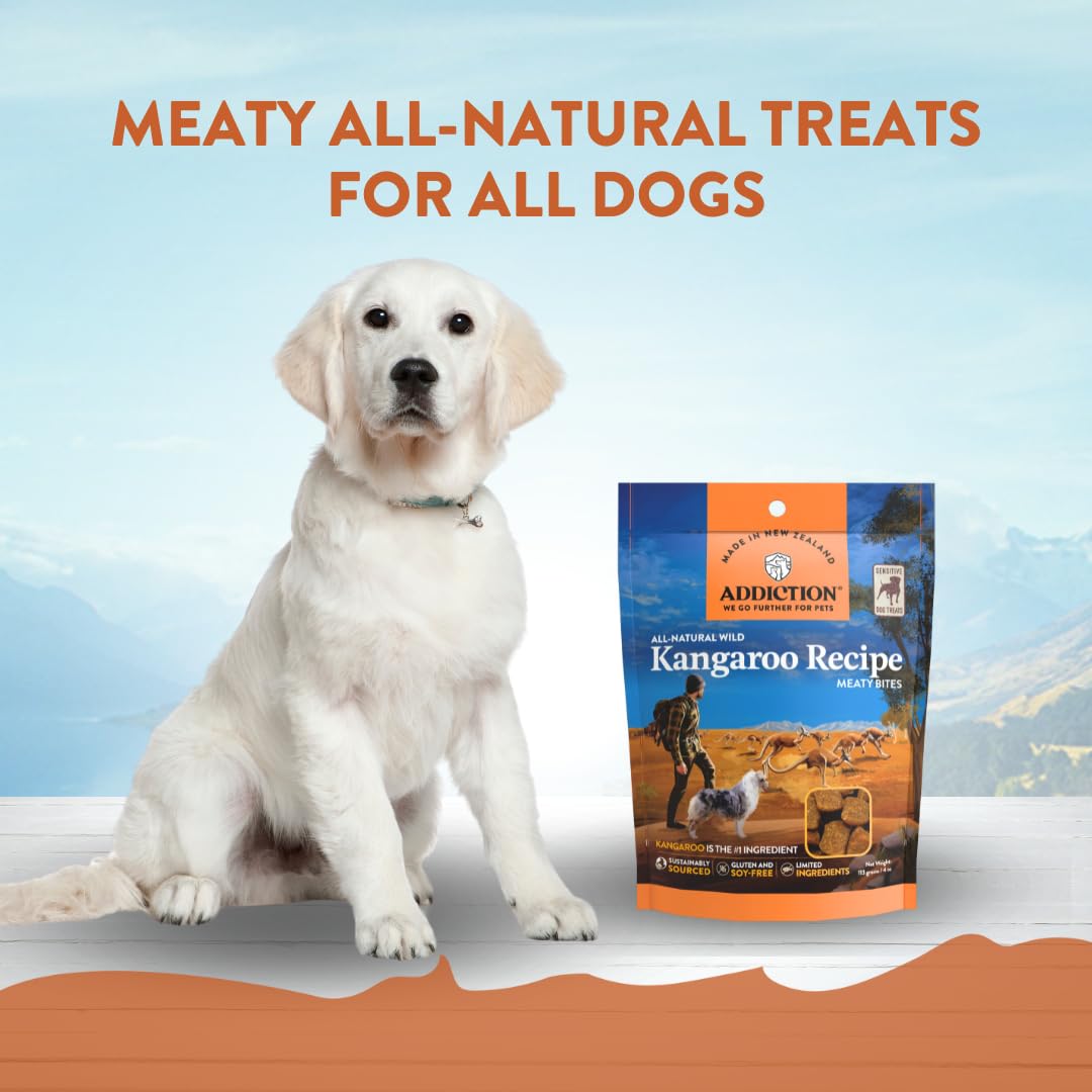 Addiction Meaty Bites texture closeup of soft kangaroo morsels ideal for training treats.
