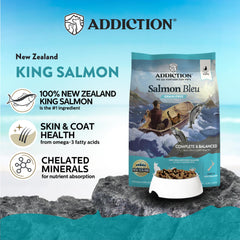 Addiction Salmon Bleu king salmon ingredient close-up highlights omega-3 richness