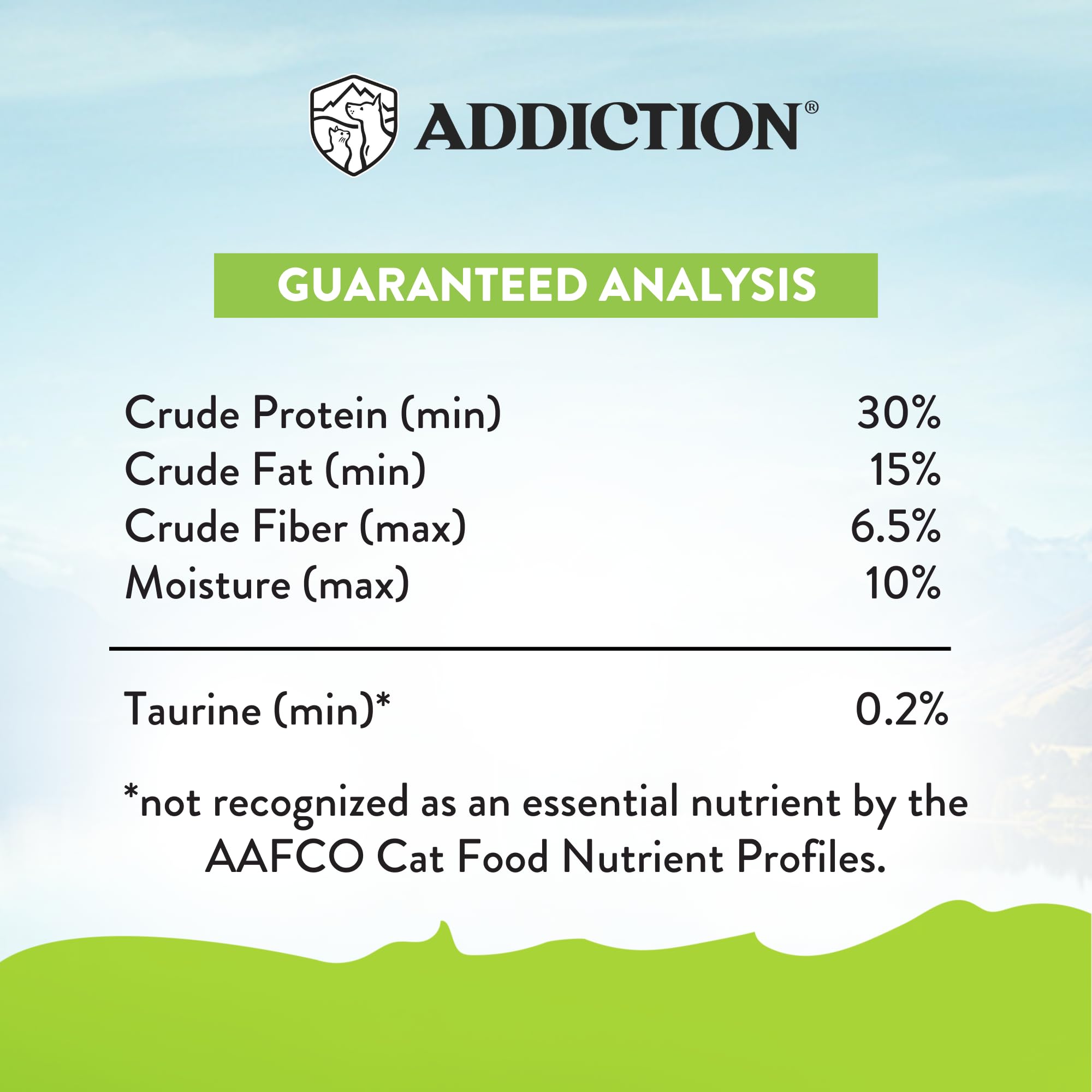 Addiction Viva Venison grain-free with green peas ingredient highlights fiber