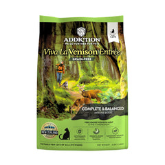 Addiction Viva Venison dry cat food packshot highlighting premium protein for muscle maintenance