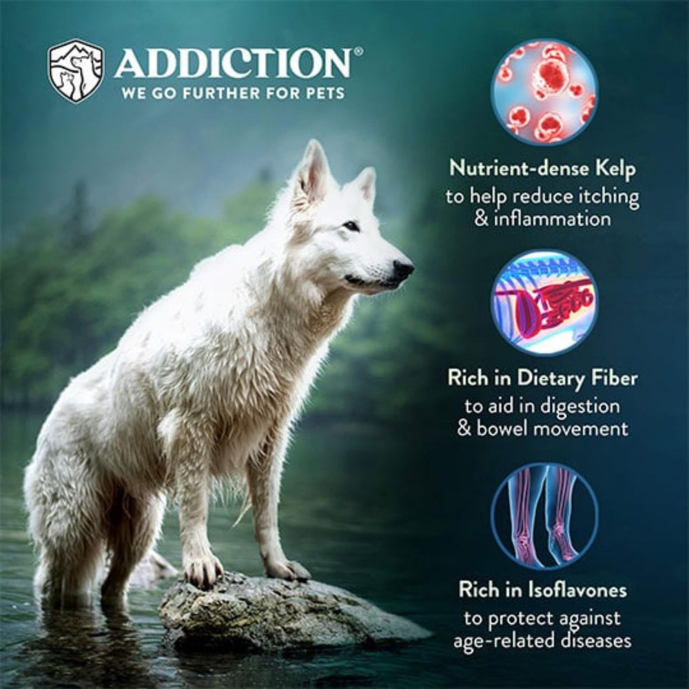 Add Addiction Zen Vegetarian nourishes puppies, adults, and seniors.