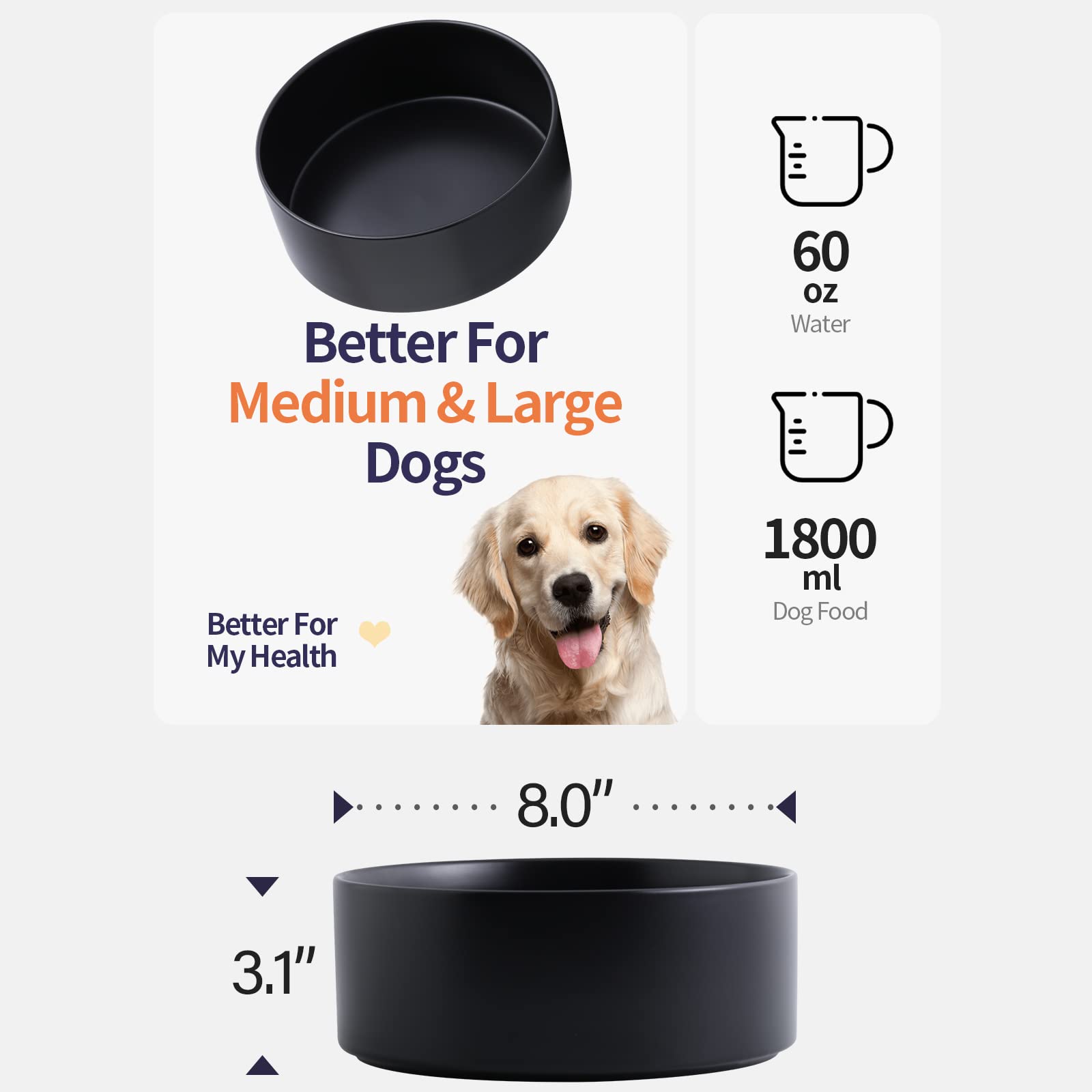 Addogyy heavy-weight dog bowl with non-slip base keeps meals steady