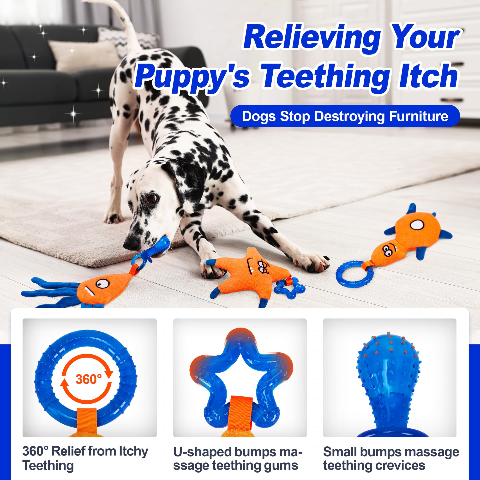 ADDPETS puppy chew toys with varied textures for 360-degree relief