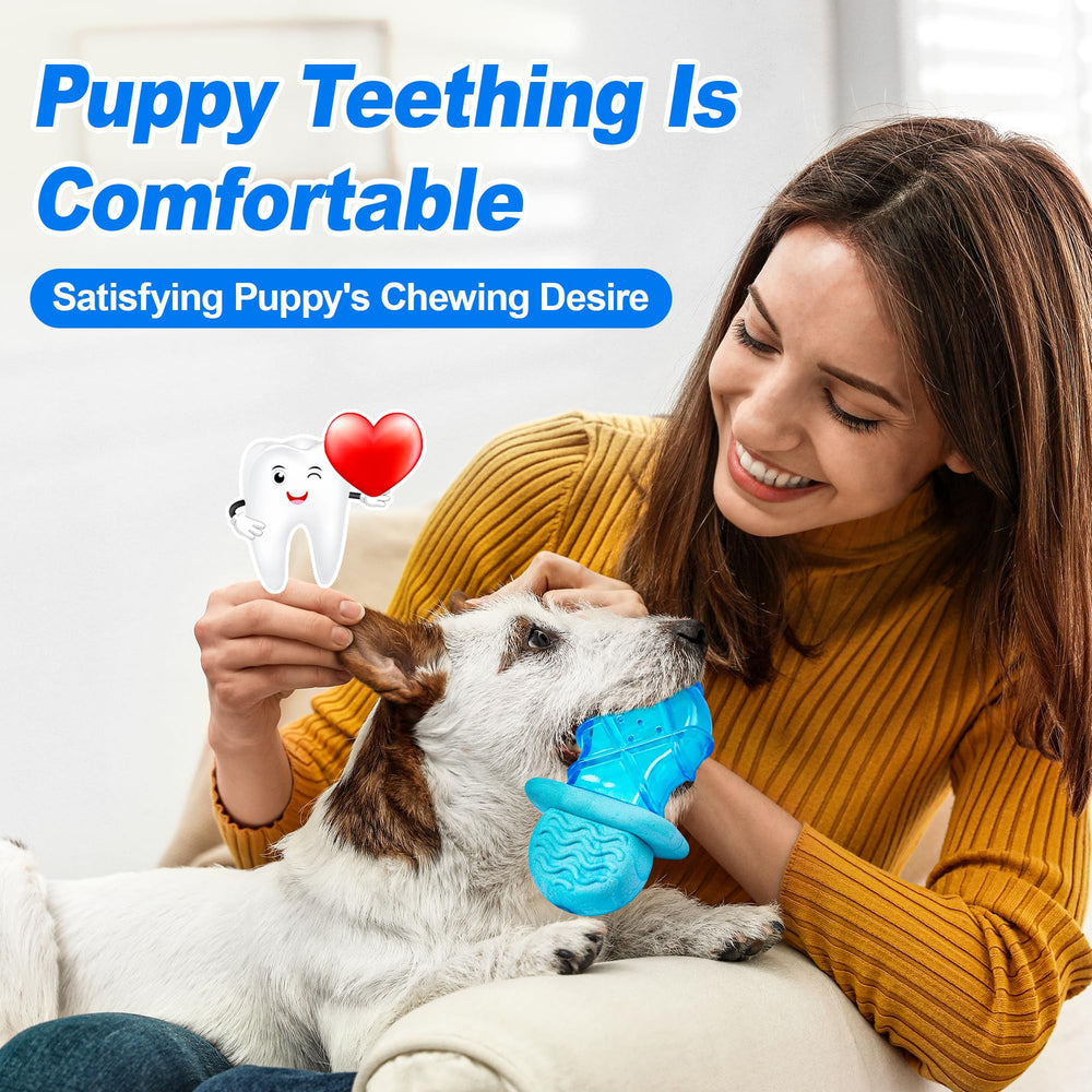 ADDPETS puppy teething toy closeup shows cold, non-toxic material for safe chewing.