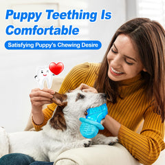 ADDPETS puppy teething toy closeup shows cold, non-toxic material for safe chewing.