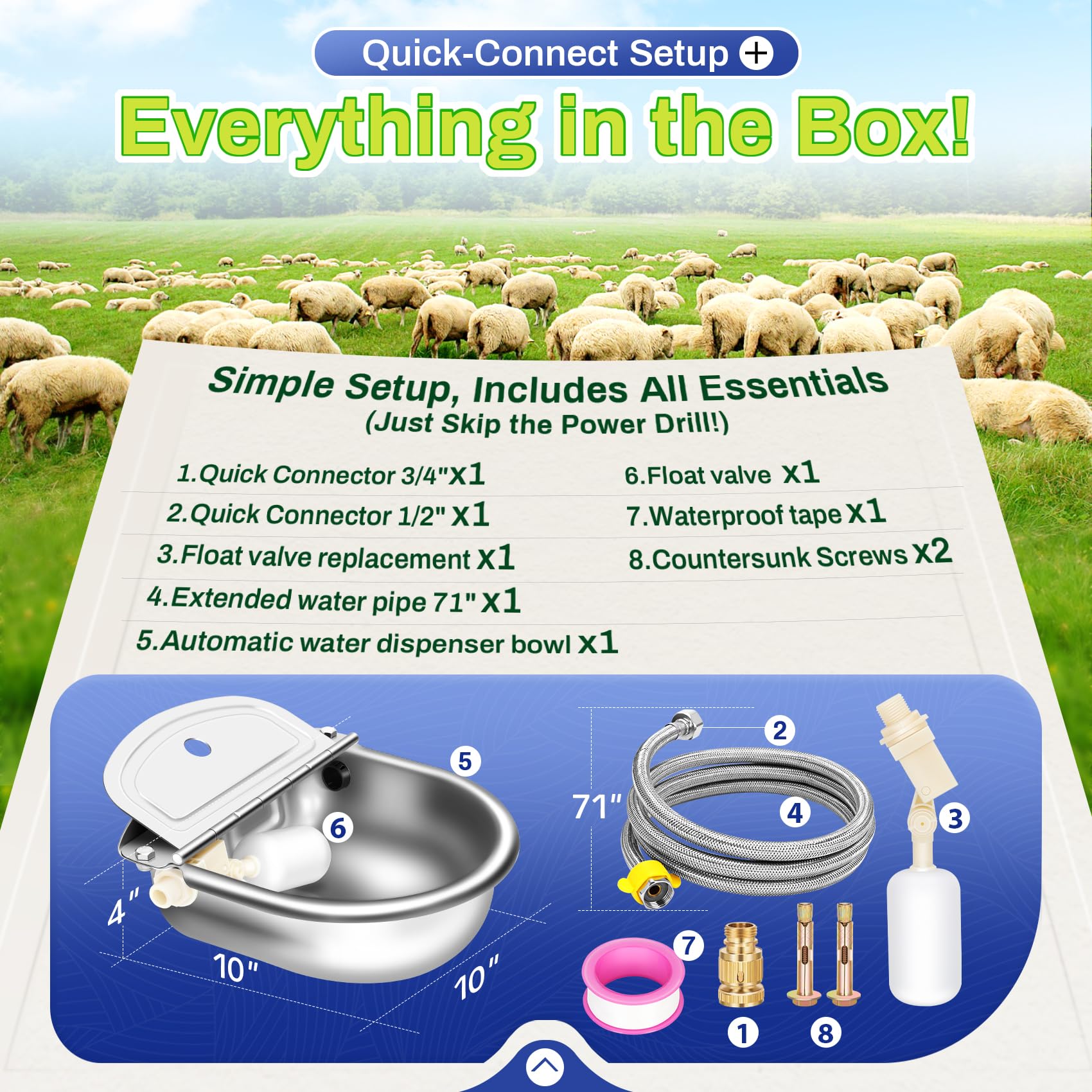 Ademon adjustable float angle enables tailored water levels for animals