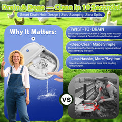 Ademon water bowl shows 71-inch hose for flexible placement use