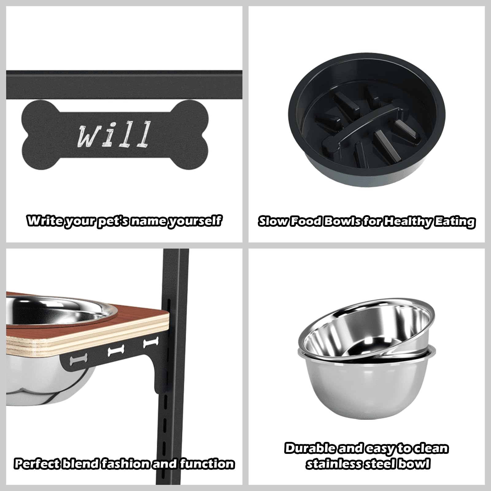 ADENGL two 1.7L stainless steel bowls provide ample capacity and easy cleaning.
