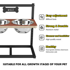 ADENGL 9-height adjustable stand accommodates growth from puppies to adults.
