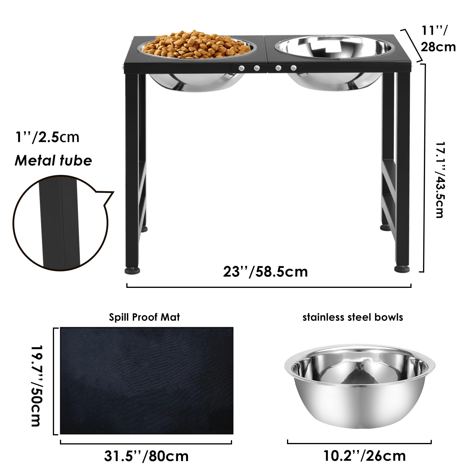 ADENGL easy-assembly kit includes bowls and mat for quick setup.